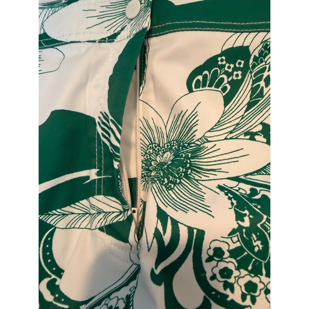 Talbots Green White Floral Skirt Womens Size 16 Golf Tennis Stretch Zip Pockets - Picture 6 of 10